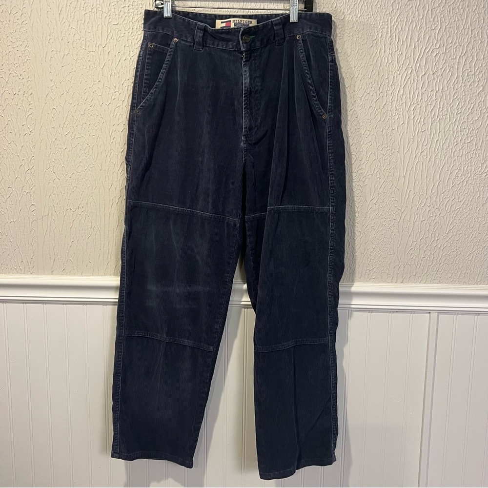 Tommy Hilfiger Vintage Y2K Dark Blue Corduroy Carpenter Pants size 34 X 30